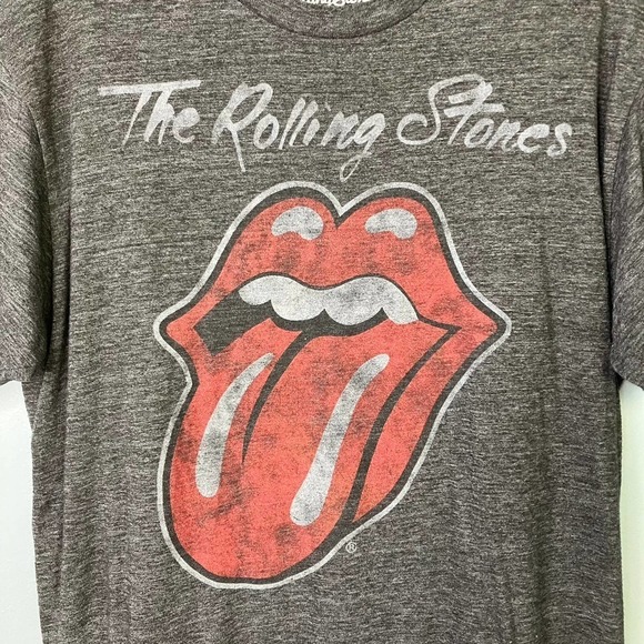 The Rolling Stones Bravado Distressed Tongue Logo Band Tee Heathered Gray Size L - Picture 2 of 11